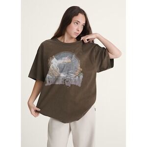Vans Snow Chutes Graphic T-Shirt Faded Brown Short Sleeve Women Size XL NWT